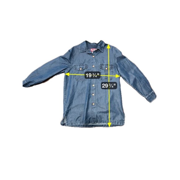 Denim & Co. Button-Up Denim Shirt Blue Sz Medium Cotton Blend Classic Retro - Picture 6 of 9